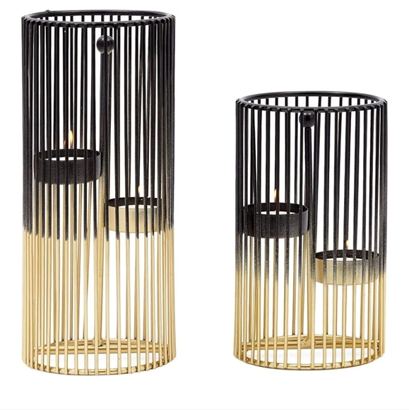 Elegant Black and Gold Candle Holders NEW - Picture 1 of 14